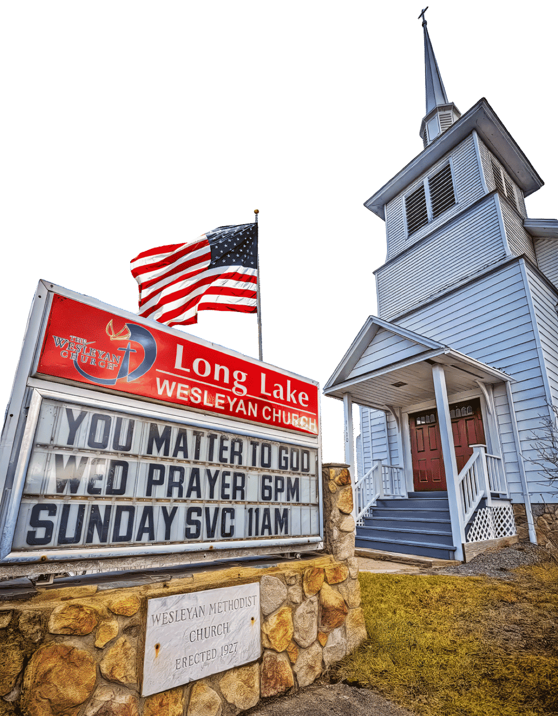 The sign in front of the church always has a faith message uplifting and welcoming.